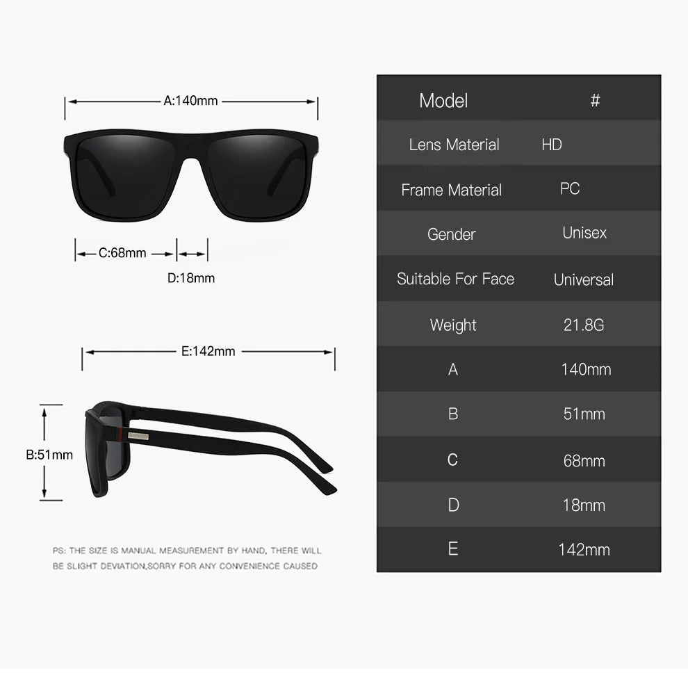 Gafas de sol cuadradas polarizadas para hombre y mujer, material policarbonato, proteccion UV400