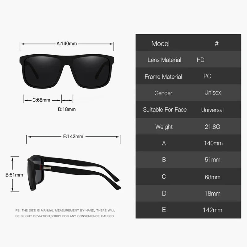 Gafas de sol cuadradas polarizadas para hombre y mujer, material policarbonato, proteccion UV400