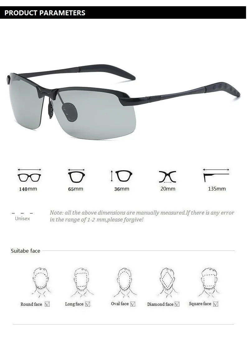Gafas de sol polarizadas fotocromatico ideal para conducir, cambian de color según intensidad de luz, UV400.